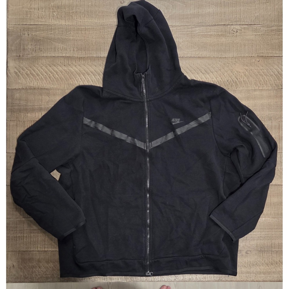 Mens Nike Black Sportswear Tech Fleece Full Zip Windrunn Hoodie Size XXL